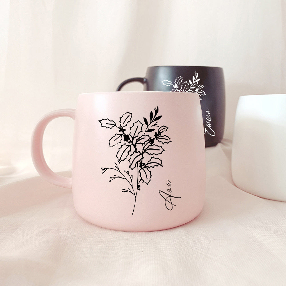 1pc Personalized Coffee Mug, Custom Name Floral Mug, Personalized Coffee Cup, Espresso Cups, Ceramic Coffee Mug, Bride Gifts, Bachelorette Gifts for Bride, Holiday Gifts, Birthday Gifts for Women Men, Suitable for All 4 Seasons