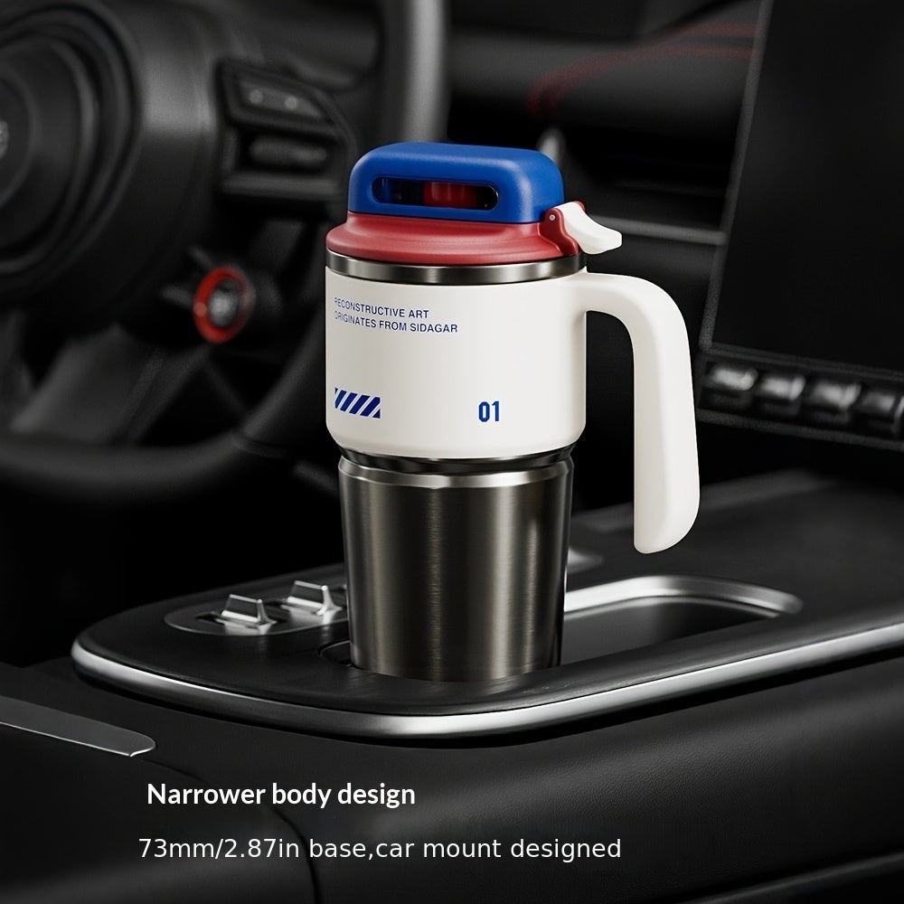 34Oz\u002F1000Ml High-Capacity Vacuum-Sealed Tumbler - Made with 304 Stainless Steel Liner, Includes Straw & Handle, Leak-Resistant Matte End, Ideal for Hot & Cold Beverages, Perfect for School, Office, Outdoor Activities & Travel