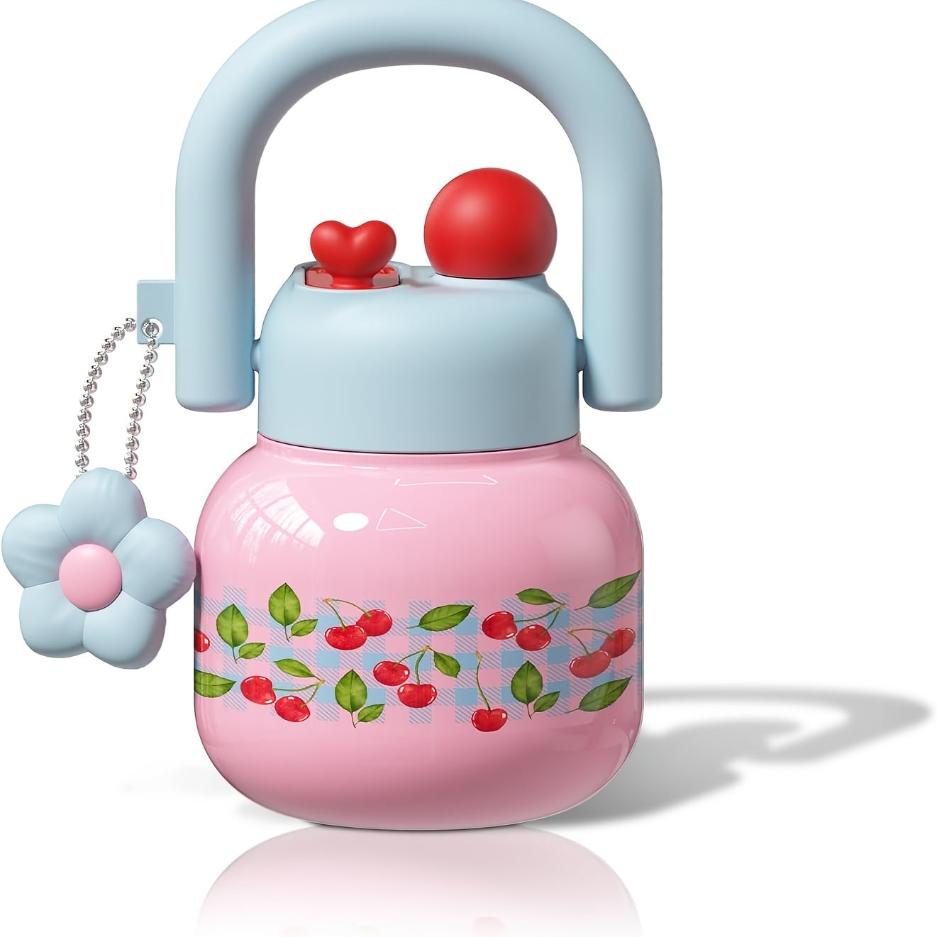 1pc 1pcs 1pc Suitable for Outdoor, for Travel, for Gym Large-Capacity 23oz Portable Straw Water Bottle with Cherry Flask, Wide-Mouth Vacuum Insulated Cup, Leakproof Lid & Lanyard for, Camping, Office, Gift for