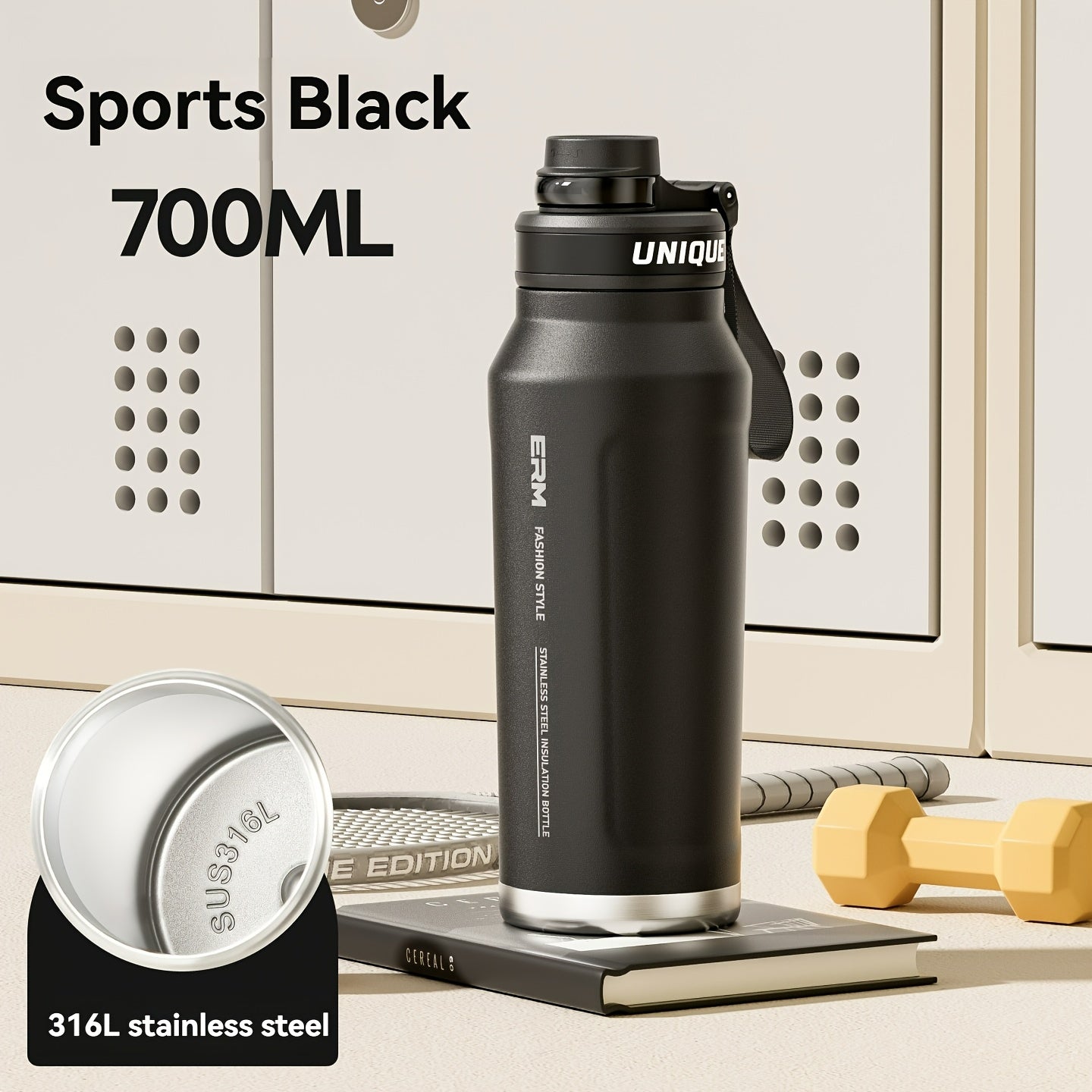 A Stainless Steel Thermos That Keeps Drinks Hot Or Cold for 24 Hours, Equipped with a Straw And a Portable Strap, Suitable for Outdoor Activities And Camping, Compatible with Various Bike Frames
