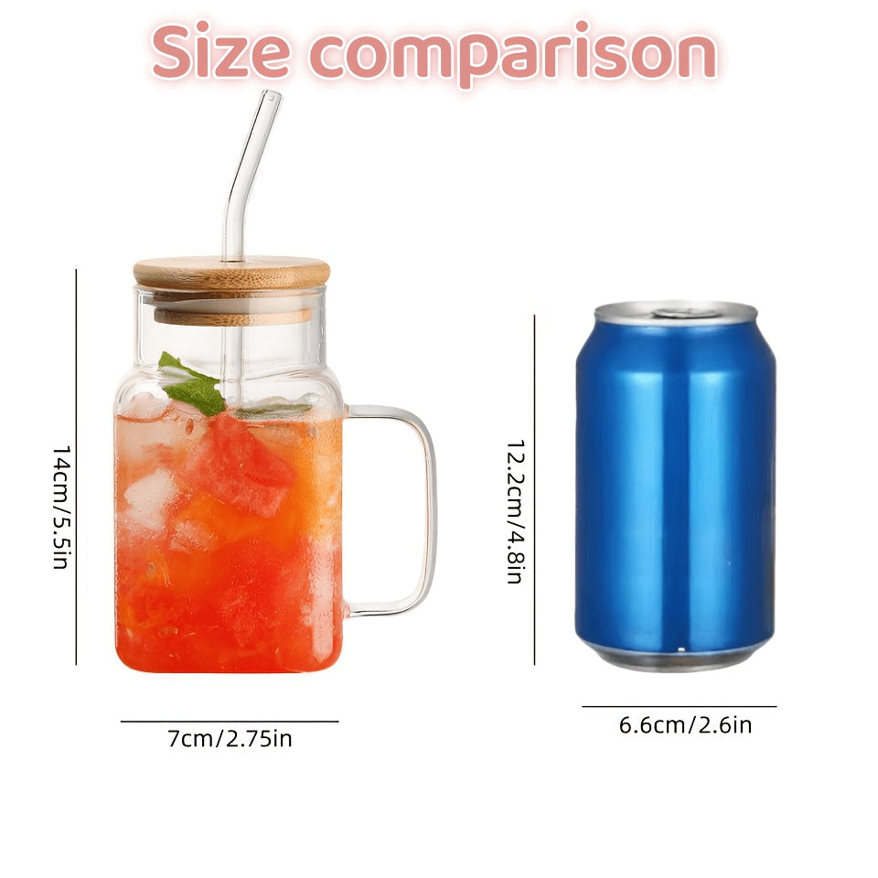 Square Glass Cup, Wedding Gift Design, Daily Use Gift, Cute Transparent Glass Cup, Gift Design, Modern Style Tea Drink Cup, Gift Choice, Suitable for Beer, Iced Coffee, Cute Glass Cup Perfect for Soda Boba Tea Cocktails, Includes Straw and Cup Lid