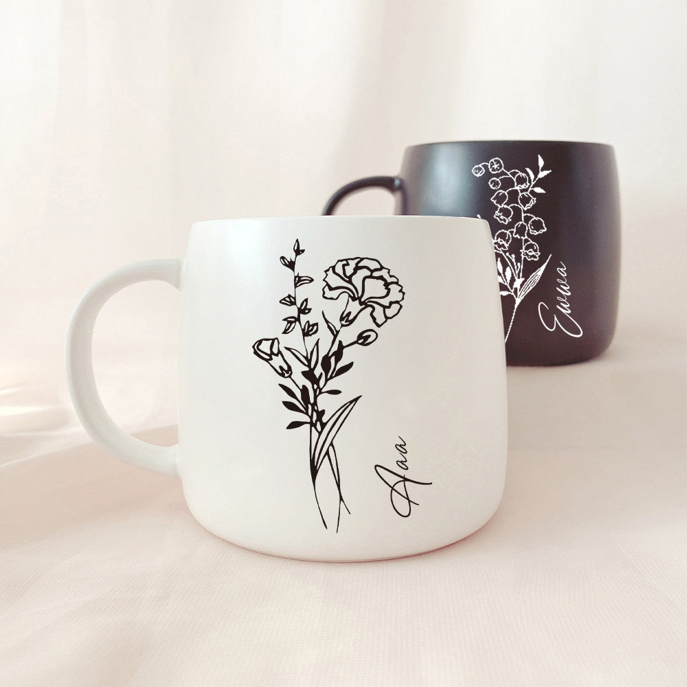 1pc Personalized Coffee Mug, Custom Name Floral Mug, Personalized Coffee Cup, Espresso Cups, Ceramic Coffee Mug, Bride Gifts, Bachelorette Gifts for Bride, Holiday Gifts, Birthday Gifts for Women Men, Suitable for All 4 Seasons