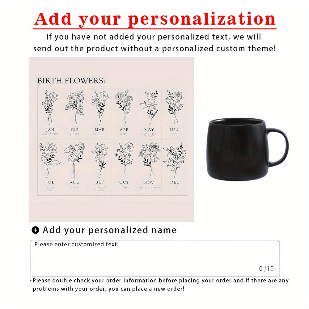1pc Personalized Coffee Mug, Custom Name Floral Mug, Personalized Coffee Cup, Espresso Cups, Ceramic Coffee Mug, Bride Gifts, Bachelorette Gifts for Bride, Holiday Gifts, Birthday Gifts for Women Men, Suitable for All 4 Seasons