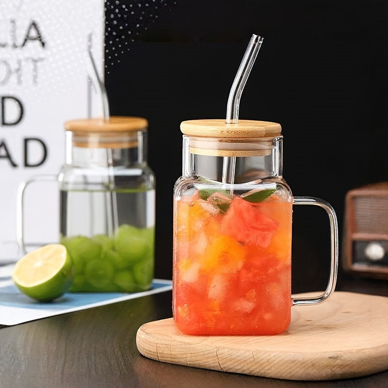 Square Glass Cup, Wedding Gift Design, Daily Use Gift, Cute Transparent Glass Cup, Gift Design, Modern Style Tea Drink Cup, Gift Choice, Suitable for Beer, Iced Coffee, Cute Glass Cup Perfect for Soda Boba Tea Cocktails, Includes Straw and Cup Lid