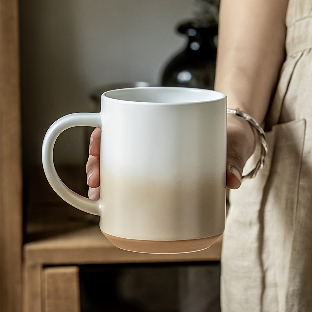 1pc Large Ceramic Coffee Mug Suitable for Home & Office, Suitable for Mike Cups, Gradient Matte Suitable for Oatmeal Cup with Handle, Vintage Brown & White Design, Dishwasher Suitable for Tea\u002FCoffee, Ideal Gift for Christmas, Birthdays