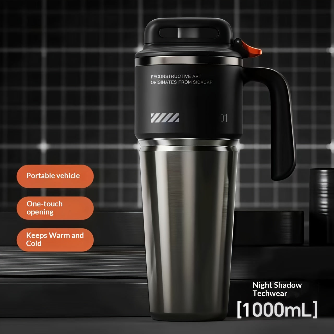 34Oz\u002F1000Ml High-Capacity Vacuum-Sealed Tumbler - Made with 304 Stainless Steel Liner, Includes Straw & Handle, Leak-Resistant Matte End, Ideal for Hot & Cold Beverages, Perfect for School, Office, Outdoor Activities & Travel