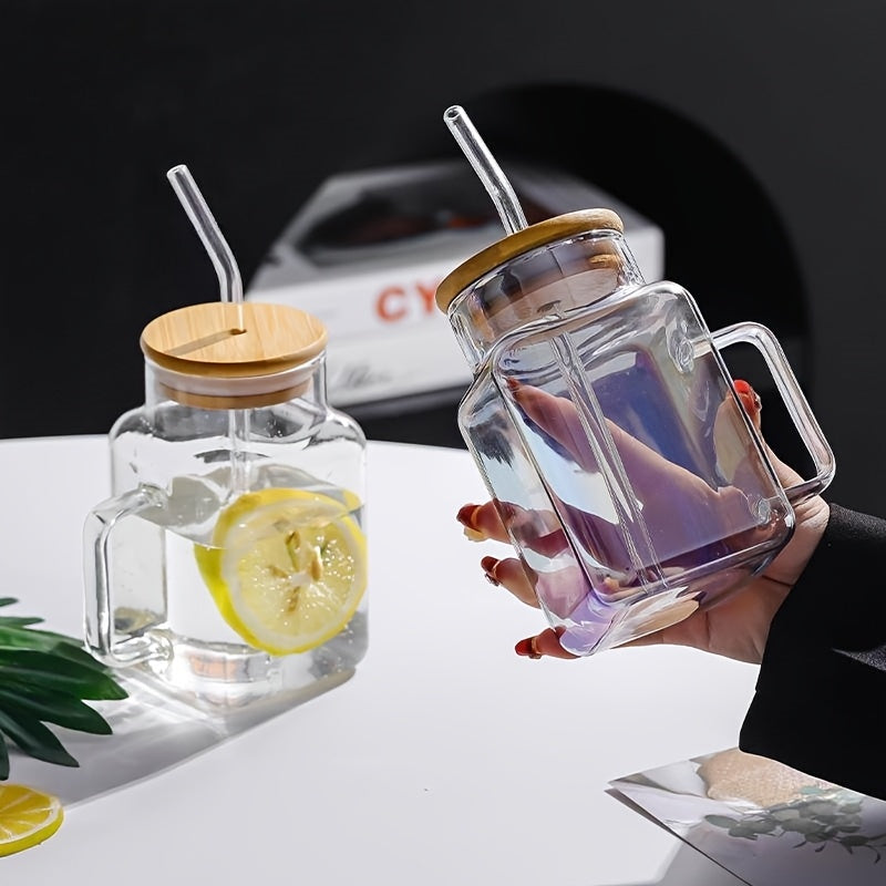 Square Glass Cup, Wedding Gift Design, Daily Use Gift, Cute Transparent Glass Cup, Gift Design, Modern Style Tea Drink Cup, Gift Choice, Suitable for Beer, Iced Coffee, Cute Glass Cup Perfect for Soda Boba Tea Cocktails, Includes Straw and Cup Lid