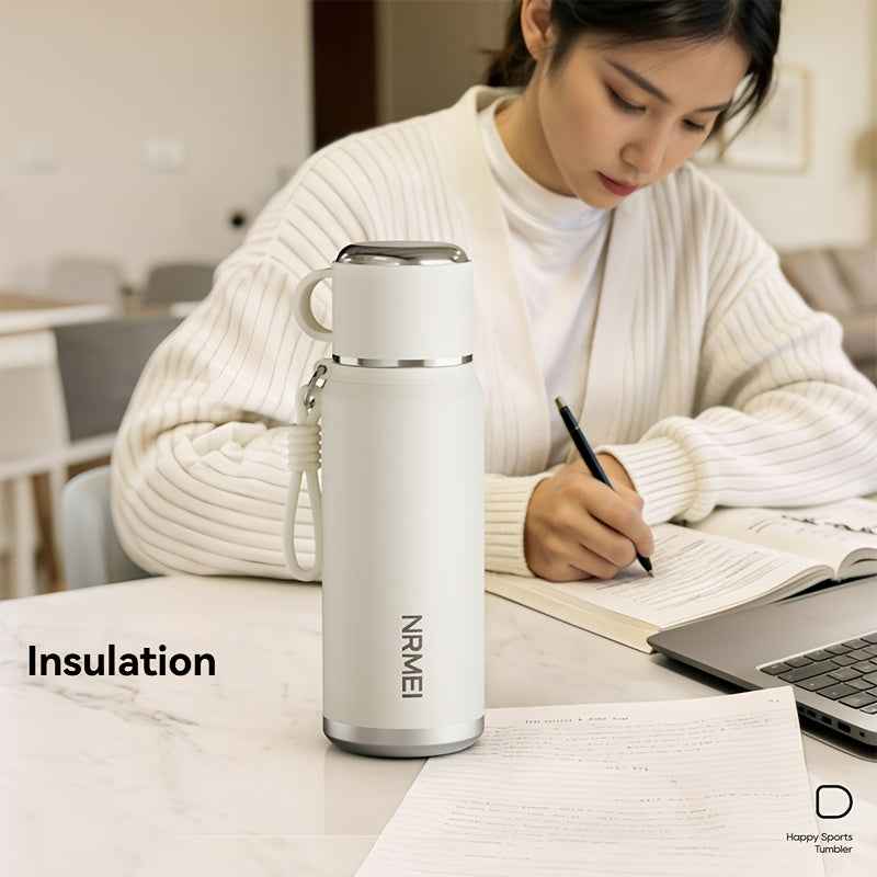 Stainless Steel Tumbler 1000ml, Vacuum Insulated Water Bottle with Tea Infuser, 6-Layer Leak Proof, 316 Stainless Steel, Wide Mouth, Carry Strap, Portable Sports Drink Bottle