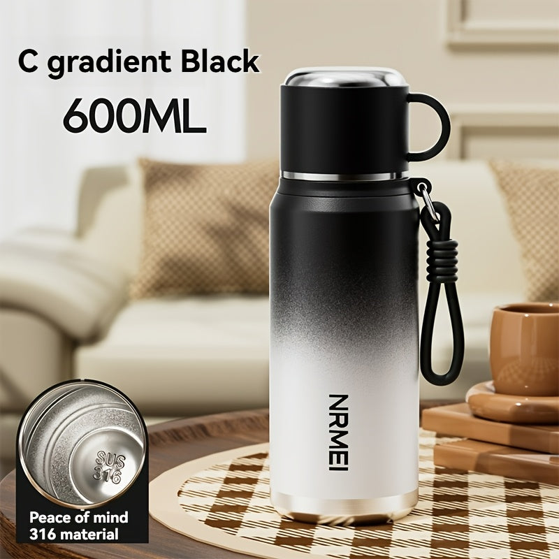 Stainless Steel Tumbler 1000ml, Vacuum Insulated Water Bottle with Tea Infuser, 6-Layer Leak Proof, 316 Stainless Steel, Wide Mouth, Carry Strap, Portable Sports Drink Bottle