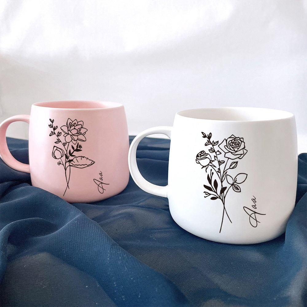 1pc Personalized Coffee Mug, Custom Name Floral Mug, Personalized Coffee Cup, Espresso Cups, Ceramic Coffee Mug, Bride Gifts, Bachelorette Gifts for Bride, Holiday Gifts, Birthday Gifts for Women Men, Suitable for All 4 Seasons