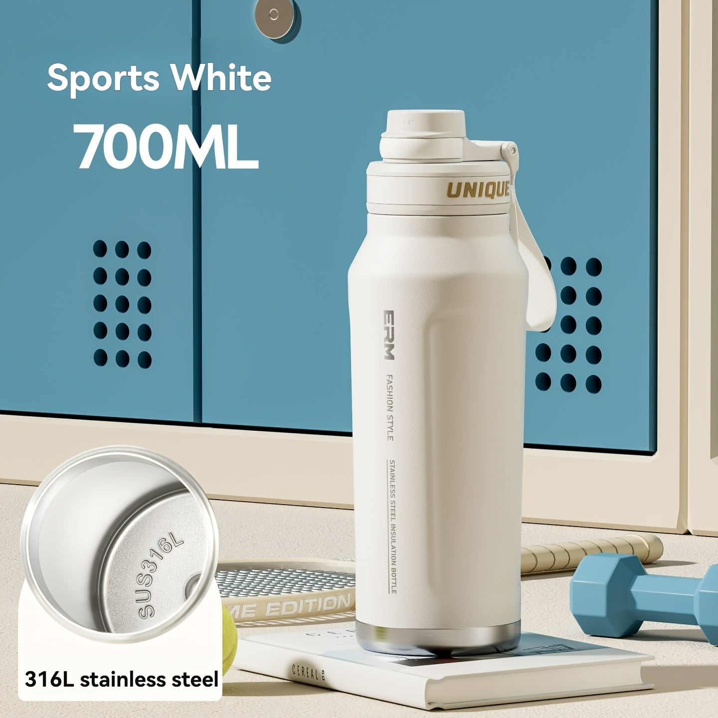 A Stainless Steel Thermos That Keeps Drinks Hot Or Cold for 24 Hours, Equipped with a Straw And a Portable Strap, Suitable for Outdoor Activities And Camping, Compatible with Various Bike Frames