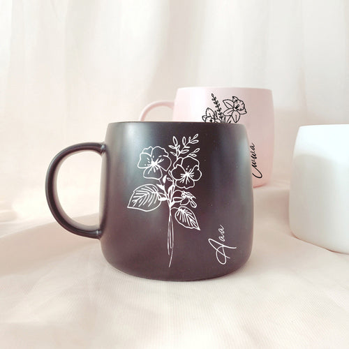 1pc Personalized Coffee Mug, Custom Name Floral Mug, Personalized Coffee Cup, Espresso Cups, Ceramic Coffee Mug, Bride Gifts, Bachelorette Gifts for Bride, Holiday Gifts, Birthday Gifts for Women Men, Suitable for All 4 Seasons