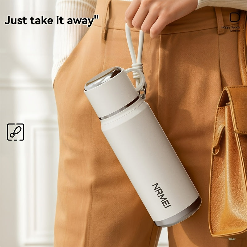 Stainless Steel Tumbler 1000ml, Vacuum Insulated Water Bottle with Tea Infuser, 6-Layer Leak Proof, 316 Stainless Steel, Wide Mouth, Carry Strap, Portable Sports Drink Bottle
