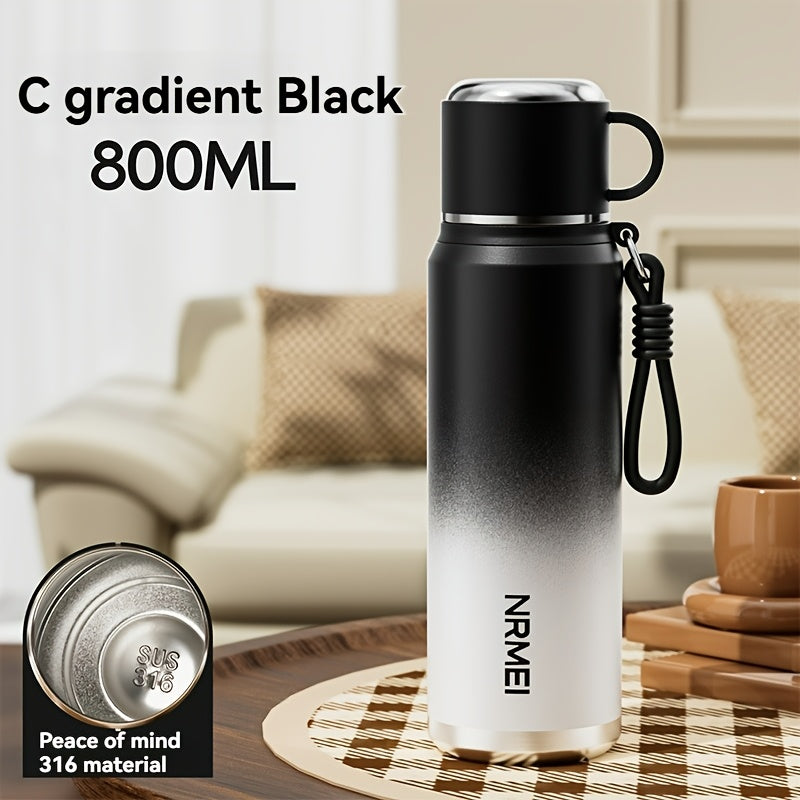 Stainless Steel Tumbler 1000ml, Vacuum Insulated Water Bottle with Tea Infuser, 6-Layer Leak Proof, 316 Stainless Steel, Wide Mouth, Carry Strap, Portable Sports Drink Bottle