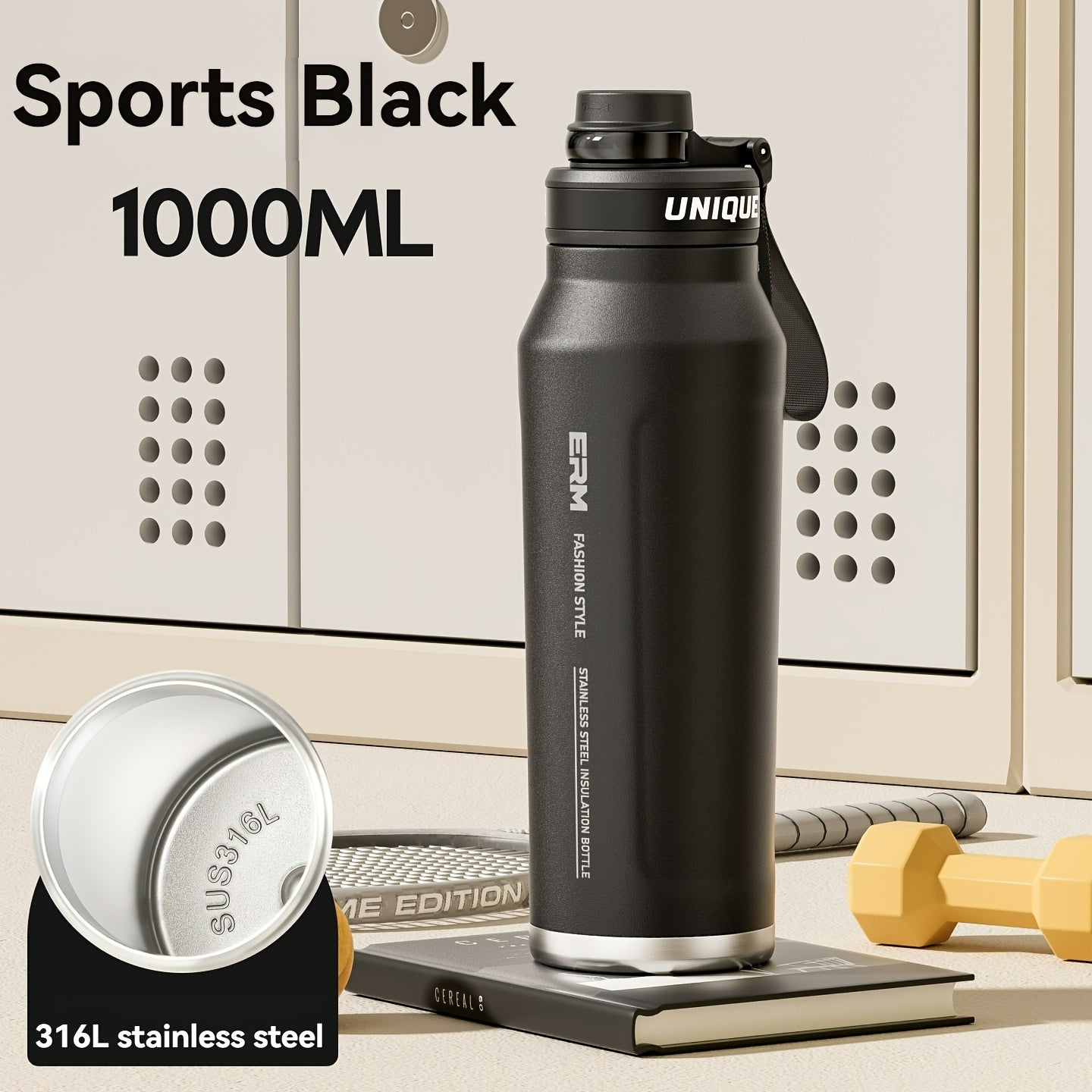 A Stainless Steel Thermos That Keeps Drinks Hot Or Cold for 24 Hours, Equipped with a Straw And a Portable Strap, Suitable for Outdoor Activities And Camping, Compatible with Various Bike Frames