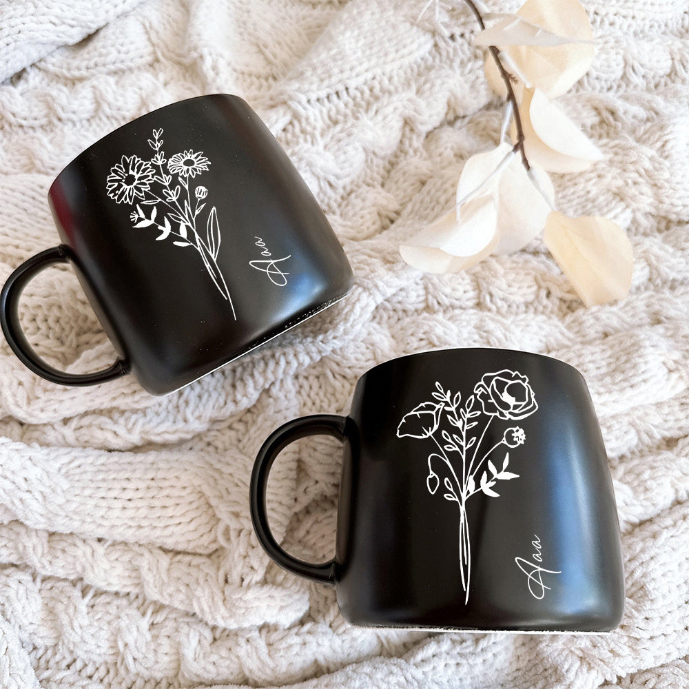 1pc Personalized Coffee Mug, Custom Name Floral Mug, Personalized Coffee Cup, Espresso Cups, Ceramic Coffee Mug, Bride Gifts, Bachelorette Gifts for Bride, Holiday Gifts, Birthday Gifts for Women Men, Suitable for All 4 Seasons