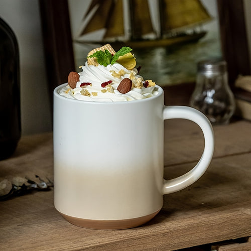 1pc Large Ceramic Coffee Mug Suitable for Home & Office, Suitable for Mike Cups, Gradient Matte Suitable for Oatmeal Cup with Handle, Vintage Brown & White Design, Dishwasher Suitable for Tea\u002FCoffee, Ideal Gift for Christmas, Birthdays