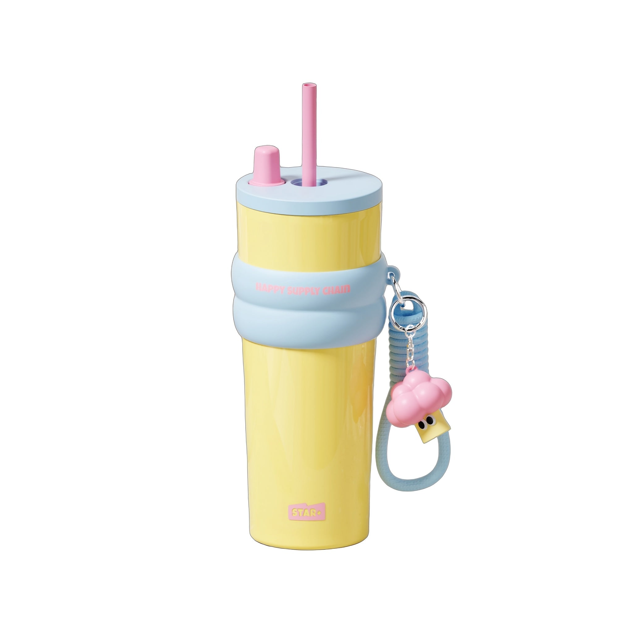 1pc 24Oz Macaron 316 Stainless Steel Insulated Cup, Portable Travel Cup with Straw, Stylish Dopamine Water Bottle, Creatively Designed Cute Cup with a Lanyard, Long-Lasting Heat And Cold Retention, Suitable for Office Commuting