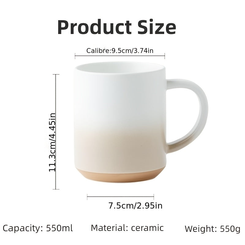 1pc Large Ceramic Coffee Mug Suitable for Home & Office, Suitable for Mike Cups, Gradient Matte Suitable for Oatmeal Cup with Handle, Vintage Brown & White Design, Dishwasher Suitable for Tea\u002FCoffee, Ideal Gift for Christmas, Birthdays