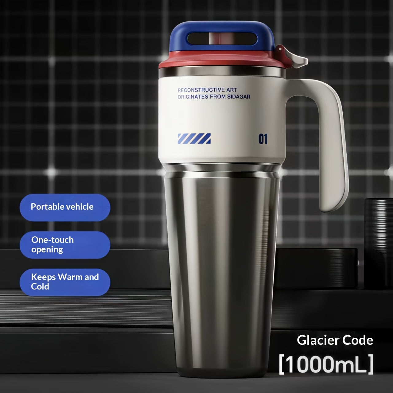 34Oz\u002F1000Ml High-Capacity Vacuum-Sealed Tumbler - Made with 304 Stainless Steel Liner, Includes Straw & Handle, Leak-Resistant Matte End, Ideal for Hot & Cold Beverages, Perfect for School, Office, Outdoor Activities & Travel