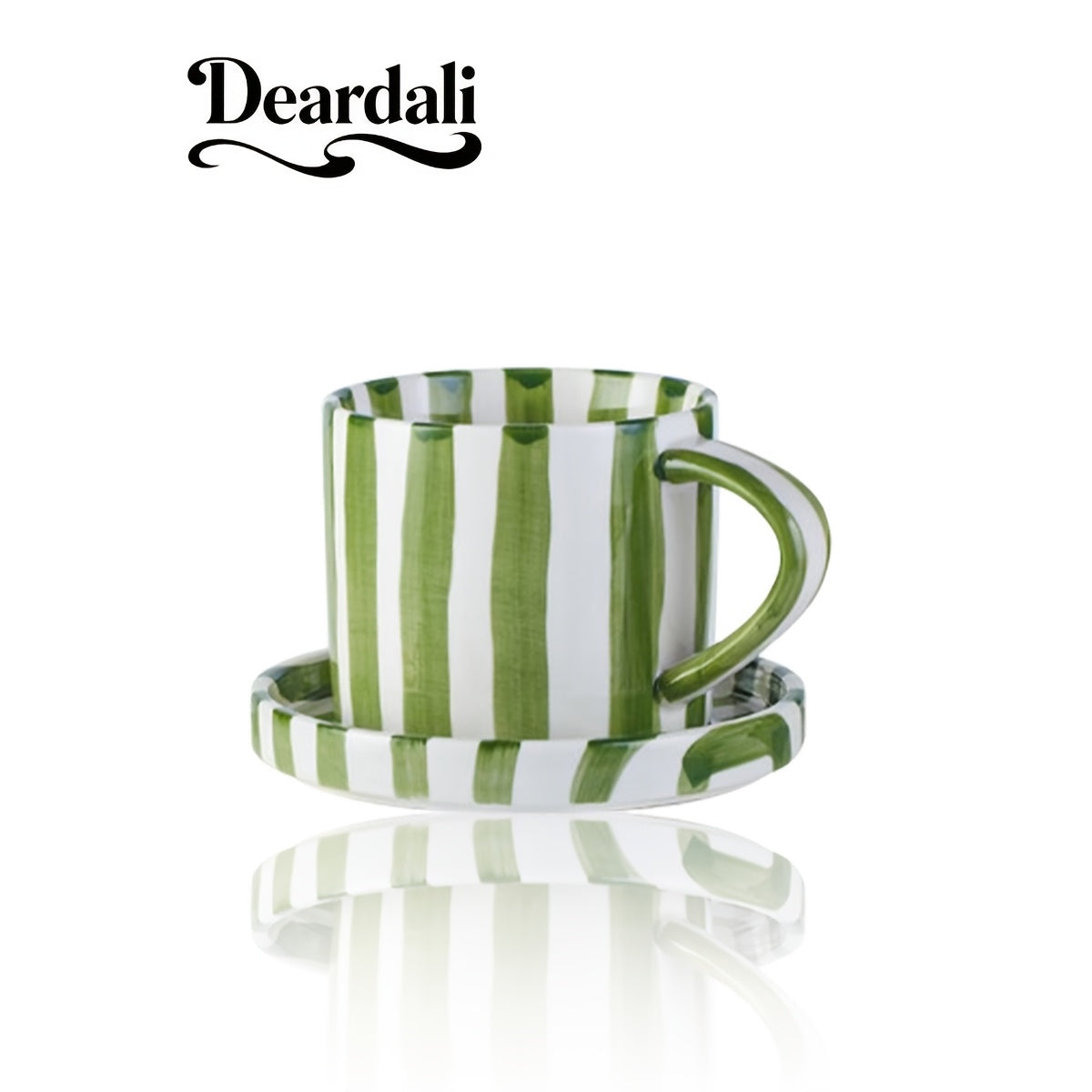 INS Style Striped Ceramic Coffee Cup And Saucer Set Featuring a Minimalist Vertical Stripe Design, Aesthetically Pleasing for Enjoying Beverages. This Home Drinkware Set Is Perfect for Lattes, American Espresso, And Tea