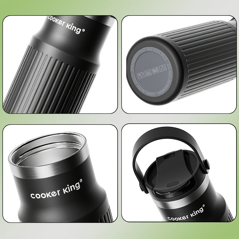 650ml 316L Inner Liner Stainless Steel Insulated Water Bottle 1pc 650ml | 3 Drinking Modes - Straw Lid, Direct Drink & Wide Mouth, Leak-Proof, 6-Layer Vacuum Insulation Keeps Hot\u002FCold 12H, Portable Handle for Sports, Gym, Outdoor - 316L Inner Liner