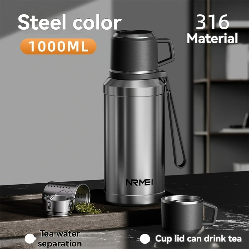 1000Ml\u002F32 Oz Vacuum Bottle with Cup, Stainless Steel Thermos for Hot And Cold Beverages, Ideal for Outdoor And Camping Use