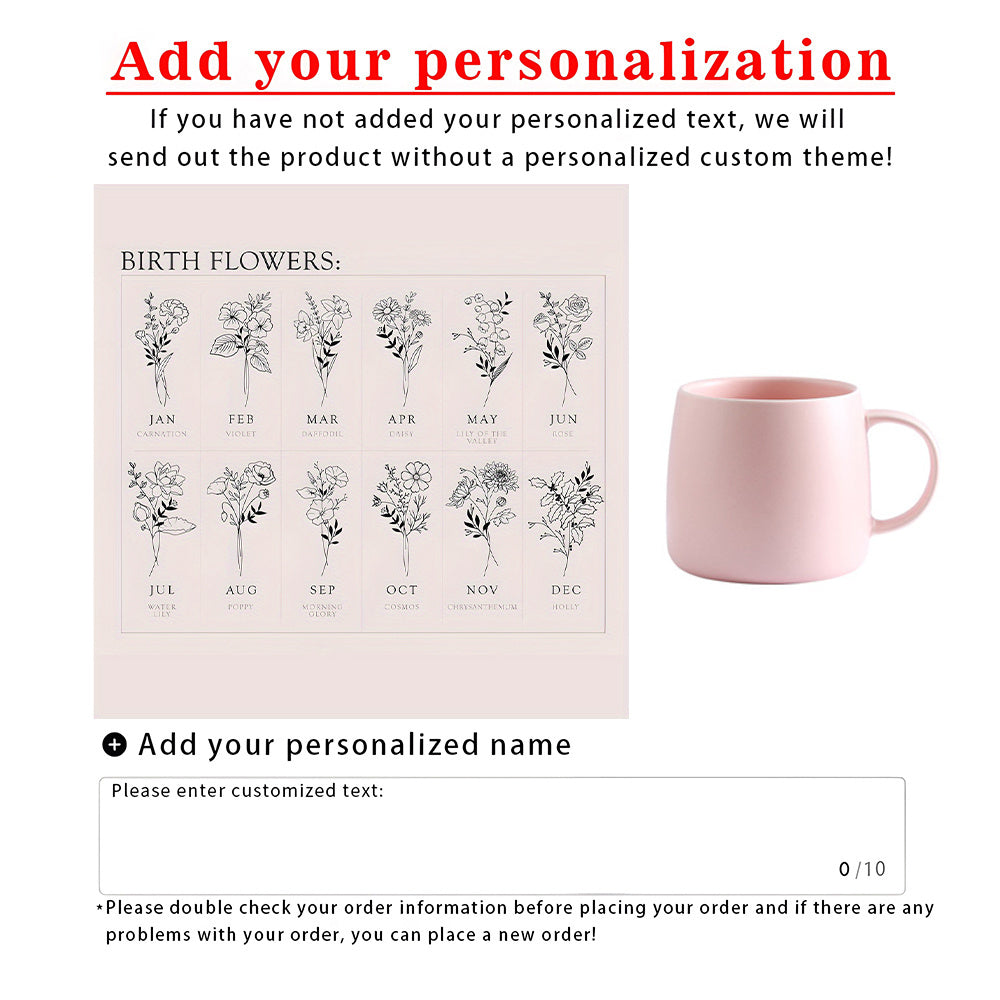 1pc Personalized Coffee Mug, Custom Name Floral Mug, Personalized Coffee Cup, Espresso Cups, Ceramic Coffee Mug, Bride Gifts, Bachelorette Gifts for Bride, Holiday Gifts, Birthday Gifts for Women Men, Suitable for All 4 Seasons