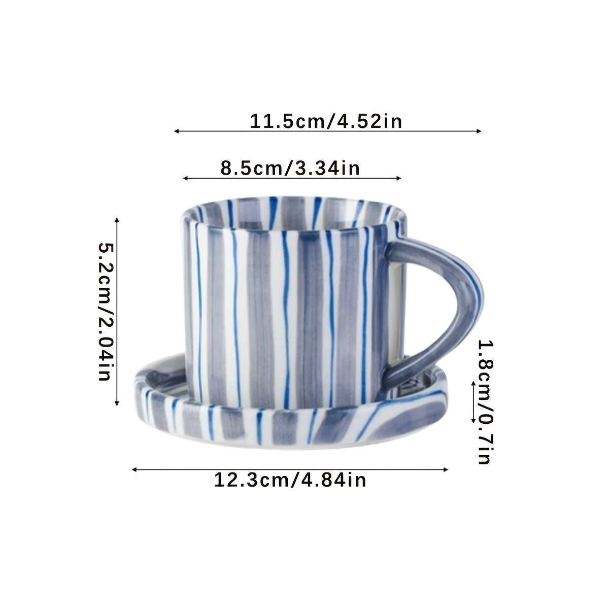 INS Style Striped Ceramic Coffee Cup And Saucer Set Featuring a Minimalist Vertical Stripe Design, Aesthetically Pleasing for Enjoying Beverages. This Home Drinkware Set Is Perfect for Lattes, American Espresso, And Tea