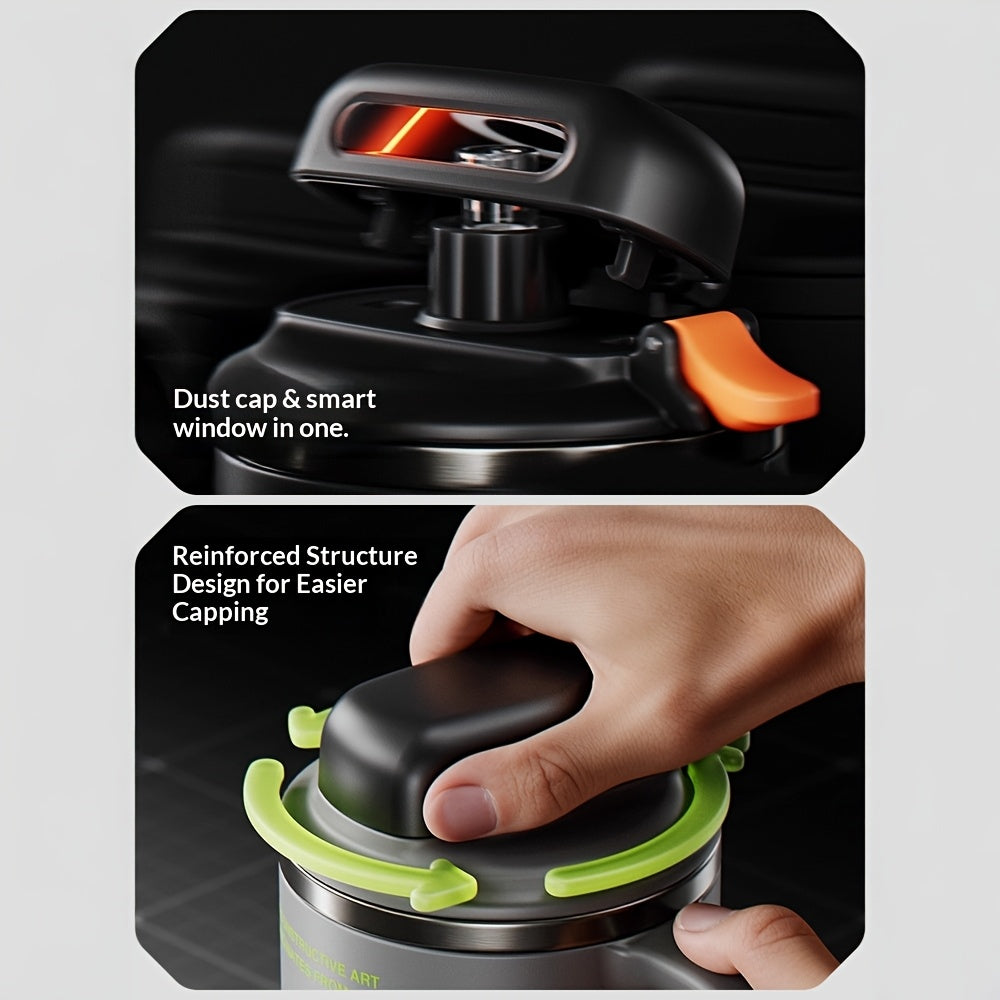 34Oz\u002F1000Ml High-Capacity Vacuum-Sealed Tumbler - Made with 304 Stainless Steel Liner, Includes Straw & Handle, Leak-Resistant Matte End, Ideal for Hot & Cold Beverages, Perfect for School, Office, Outdoor Activities & Travel