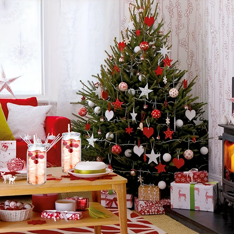 of 6 Clear Plastic Tumblers with Lids And Straws, Each Holding 16 Ounces, Perfect for Iced Coffee, Water, Milk, Beer, Juice, And Other Beverages