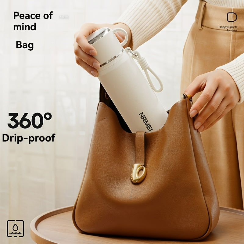 Stainless Steel Tumbler 1000ml, Vacuum Insulated Water Bottle with Tea Infuser, 6-Layer Leak Proof, 316 Stainless Steel, Wide Mouth, Carry Strap, Portable Sports Drink Bottle