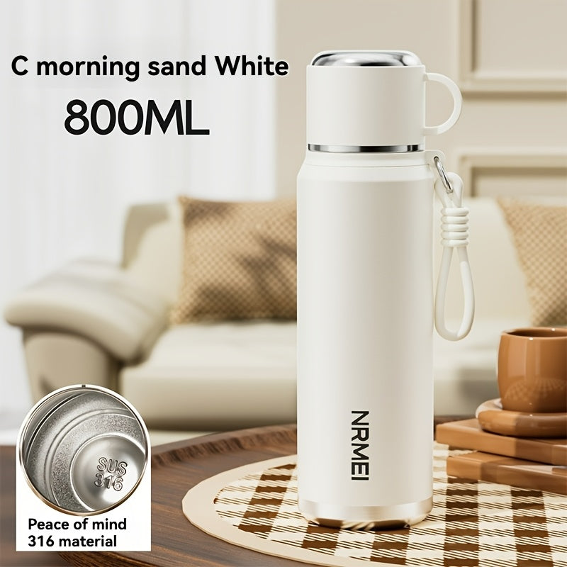 Stainless Steel Tumbler 1000ml, Vacuum Insulated Water Bottle with Tea Infuser, 6-Layer Leak Proof, 316 Stainless Steel, Wide Mouth, Carry Strap, Portable Sports Drink Bottle