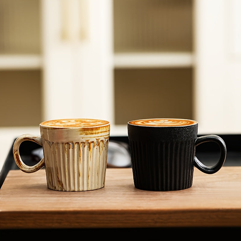 4pcs Ceramic Coffee Mugs Set with Handles | 175ml Striped Colorful Mugs, Microwave Safe, Ideal for Coffee, Tea, Hot & Cold Drinks, Multipurpose Use for Christmas, Family Gatherings, Birthday Parties