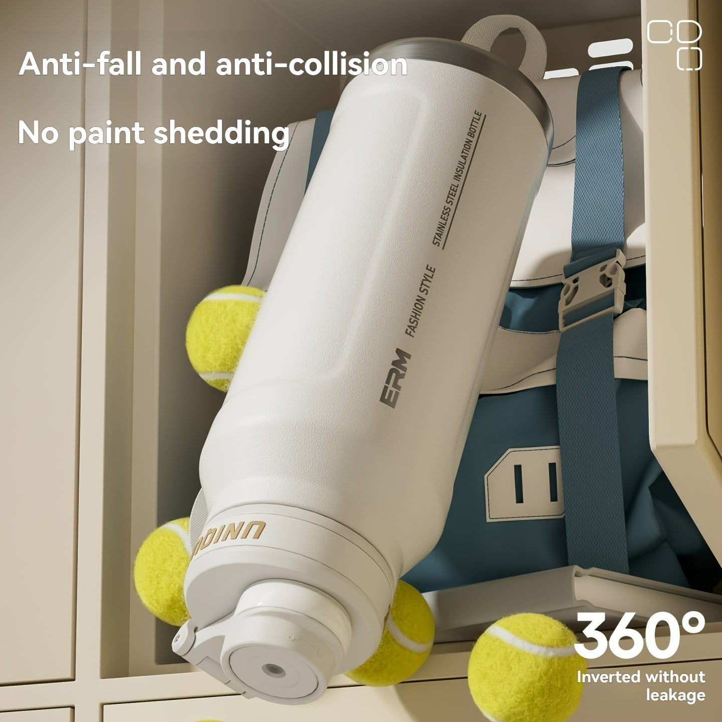 A Stainless Steel Thermos That Keeps Drinks Hot Or Cold for 24 Hours, Equipped with a Straw And a Portable Strap, Suitable for Outdoor Activities And Camping, Compatible with Various Bike Frames