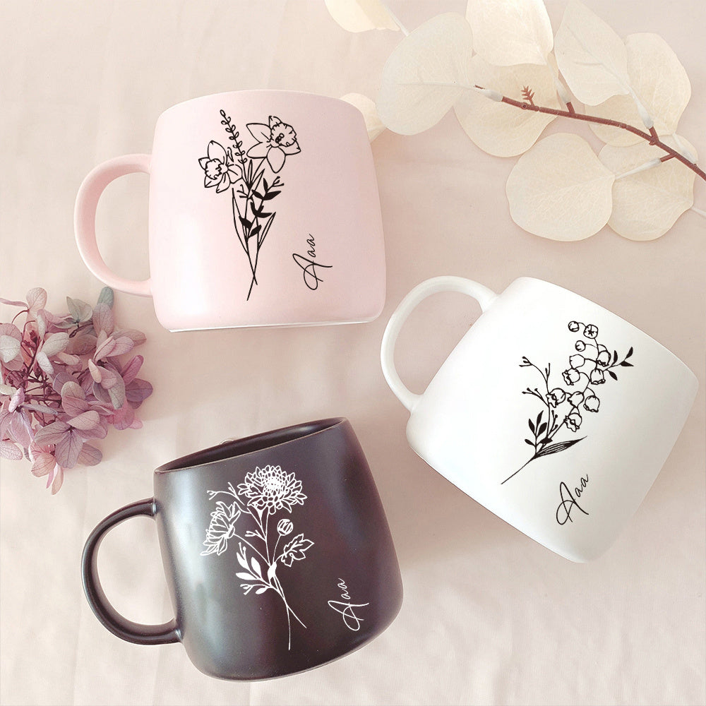 1pc Personalized Coffee Mug, Custom Name Floral Mug, Personalized Coffee Cup, Espresso Cups, Ceramic Coffee Mug, Bride Gifts, Bachelorette Gifts for Bride, Holiday Gifts, Birthday Gifts for Women Men, Suitable for All 4 Seasons