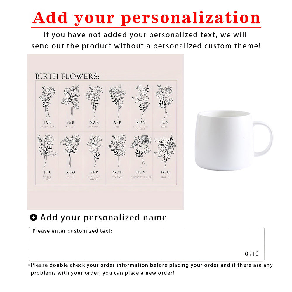 1pc Personalized Coffee Mug, Custom Name Floral Mug, Personalized Coffee Cup, Espresso Cups, Ceramic Coffee Mug, Bride Gifts, Bachelorette Gifts for Bride, Holiday Gifts, Birthday Gifts for Women Men, Suitable for All 4 Seasons